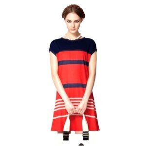 Jason Wu Target Dress Small Red Blue Striped Mesh Detail Jersey Knit Mini Preppy